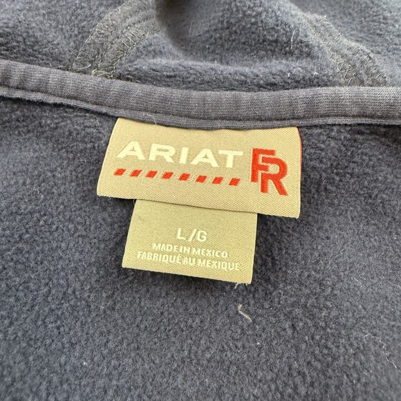 Ariat FR Hoodie Mens Large Navy Blue Flame Resistant Full Zip CAT 2 Workwear - Picture 6 of 12